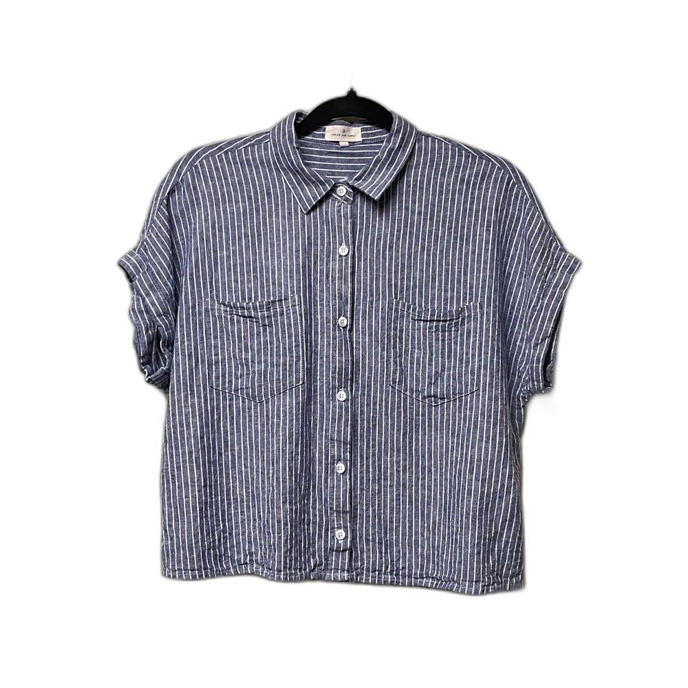 THREAD & SUPPLY Day Tripper Blue/White Striped Button Down Shirt, Sz M